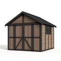 Abri de jardin 300 x 240 x 250 cm bois et métal marron/noir rangement extérieur à double porte