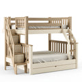 Lit superposé 90 x 190 cm en bois beige/naturel avec escalier de rangement