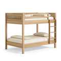 Lit superposé 90 x 200 cm en bois et cannage naturel pour chambre enfant style contemporain