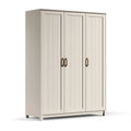Armoire 120 x 50 x 200 cm effet bois beige à 3 portes style classique