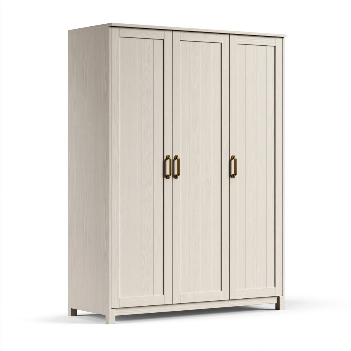 Armoire 120 x 50 x 200 cm effet bois beige à 3 portes style classique