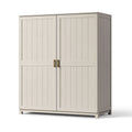 Armoire de rangement 100 x 55 x 200 cm effet bois beige à 2 portes style campagne