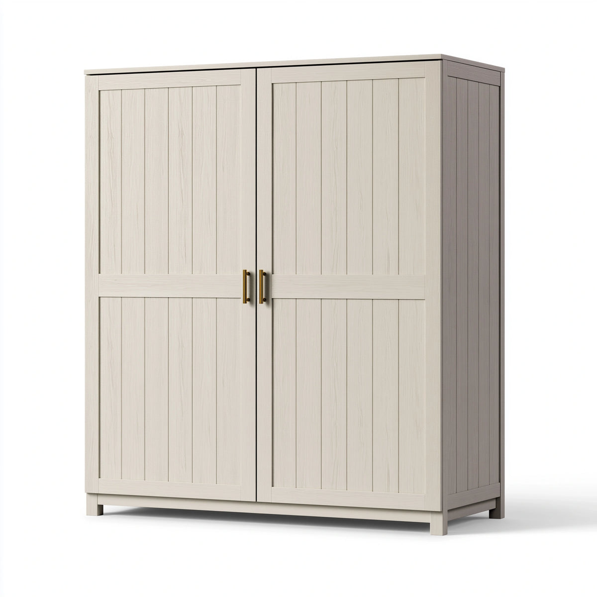Armoire de rangement 100 x 55 x 200 cm effet bois beige à 2 portes style campagne