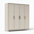 Armoire 4 portes 200 x 60 x 200 cm finition décor bois beige rangement chambre style contemporain