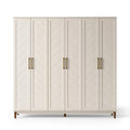 Armoire 6 portes 240 x 60 x 200 cm en panneaux de bois blanc style contemporain rangement chambre