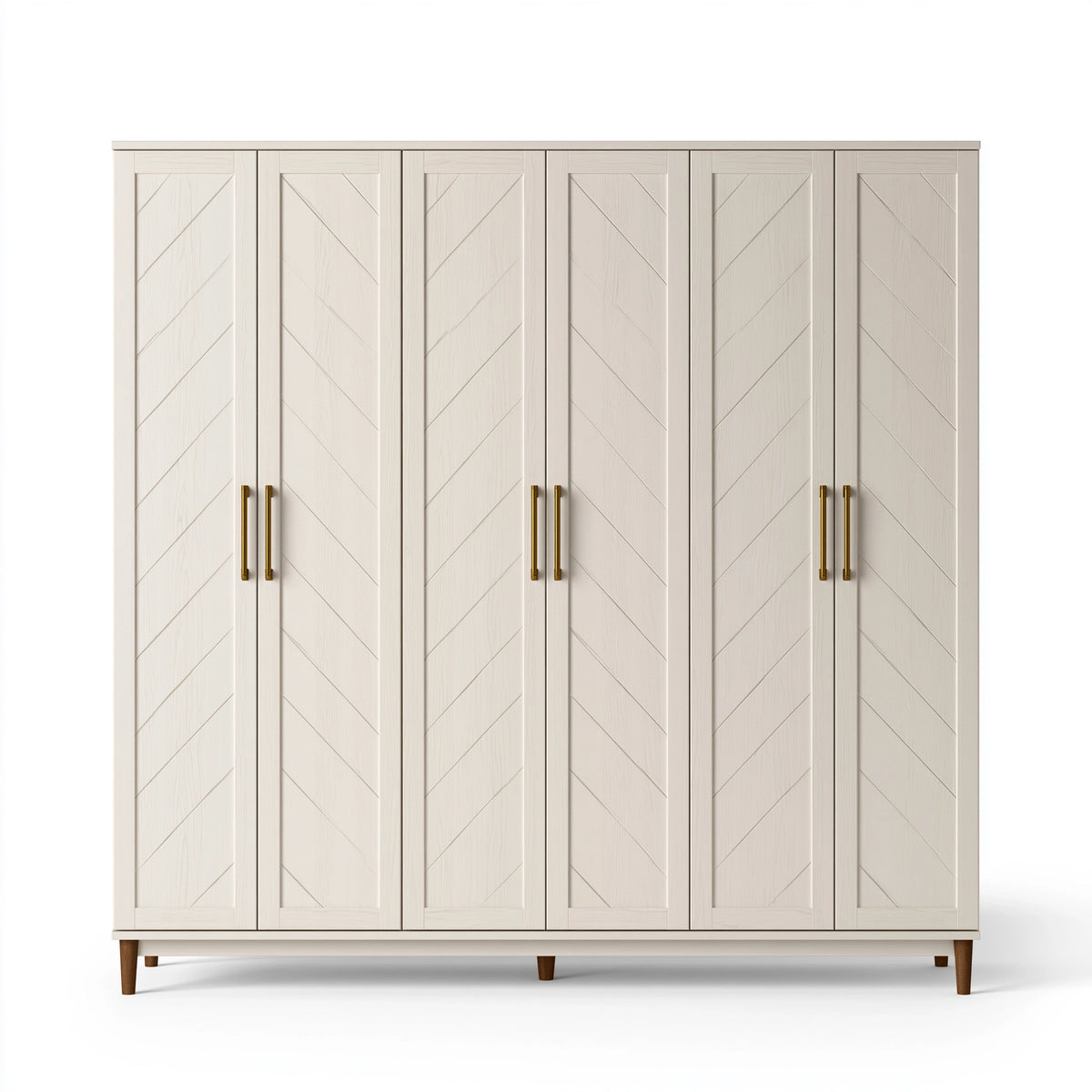 Armoire 6 portes 240 x 60 x 200 cm en panneaux de bois blanc style contemporain rangement chambre