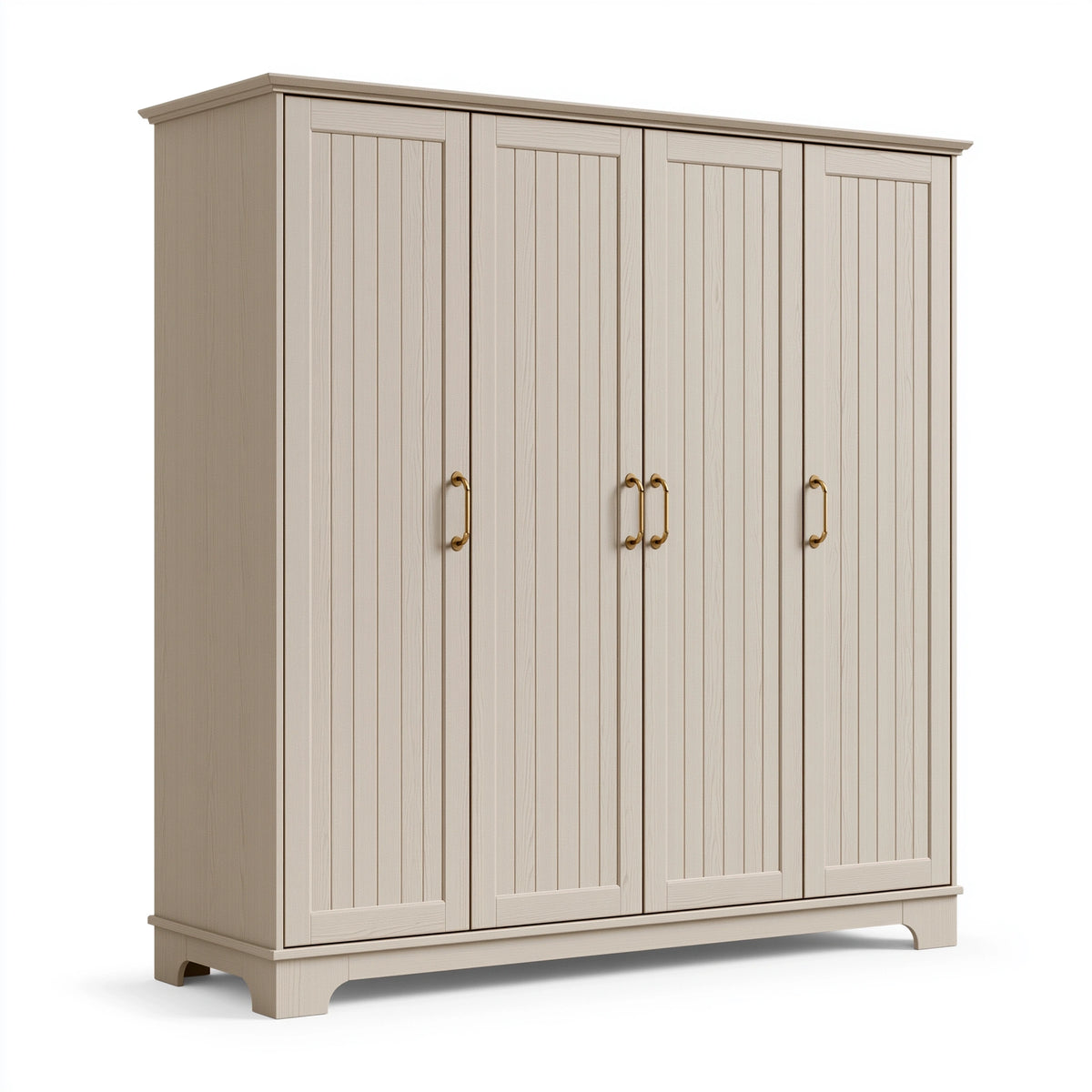 Armoire 4 portes 200 x 60 x 200 cm effet bois beige style classique rangement