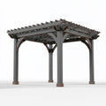 Pergola 300 x 300 x 240 cm en bois gris anthracite pour extérieur à toit ajouré