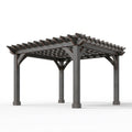 Pergola de jardin 300 x 300 x 250 cm en bois gris anthracite à toiture ajourée