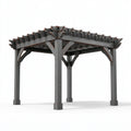 Pergola de jardin 300 x 300 x 240 cm en bois gris anthracite - structure à toit ajouré