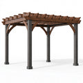 Pergola de jardin 300 x 300 x 240 cm en bois et métal marron anthracite - structure ajourée pour terrasse