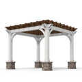 Pergola de jardin 400 x 300 x 260 cm en bois blanc et brun style rustique