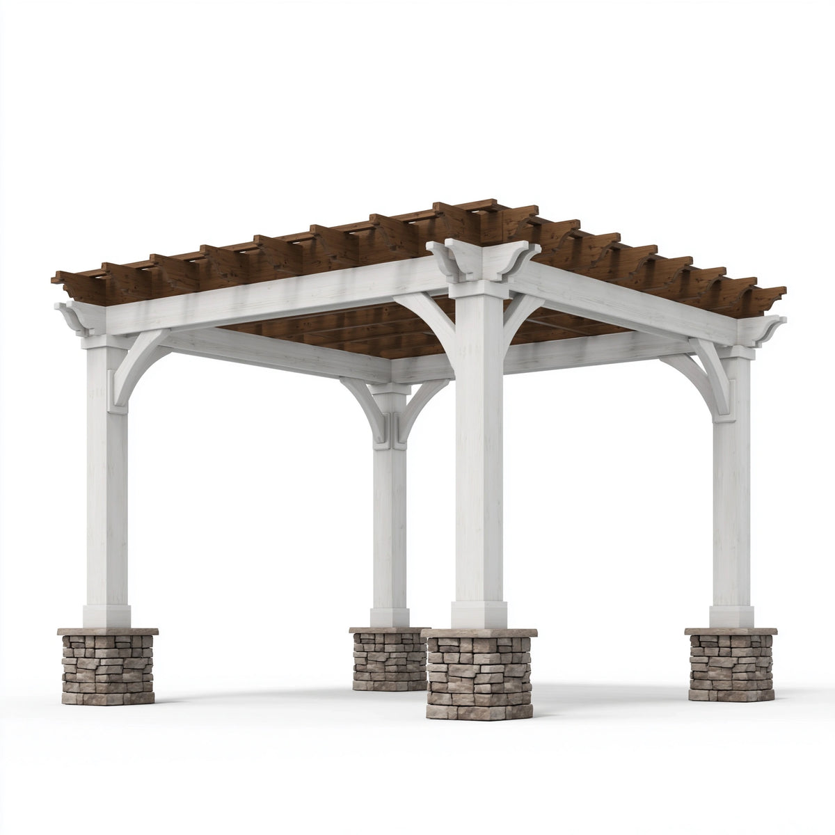 Pergola de jardin 400 x 300 x 260 cm en bois blanc et brun style rustique