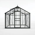 Serre de jardin 190 x 190 x 220 cm en métal et verre noir style victorien