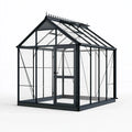 Serre de jardin 240 x 240 x 300 cm en métal noir et verre avec porte battante style victorien