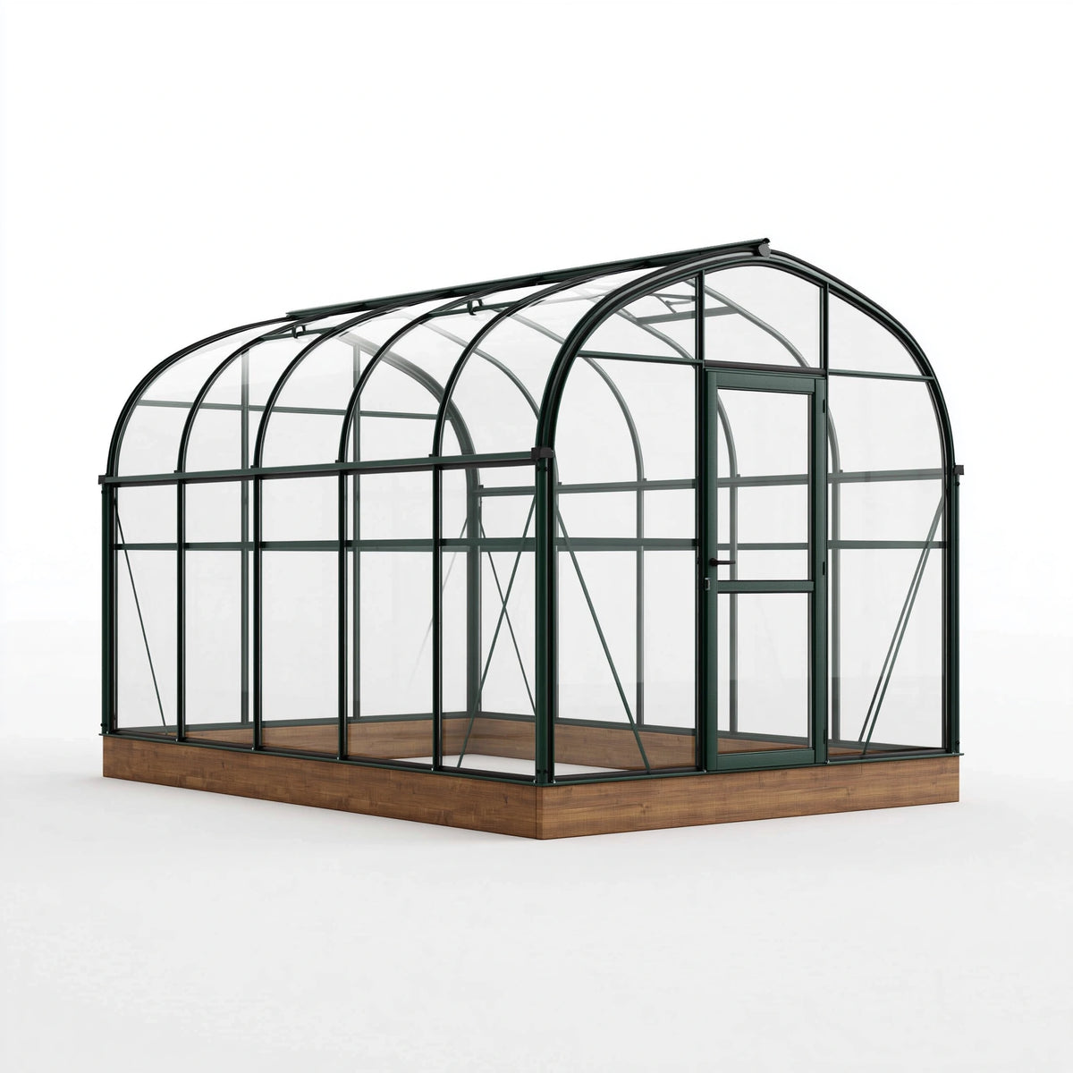 Serre de jardin 300 x 240 x 250 cm aluminium vert foncé panneaux transparents toit cintré