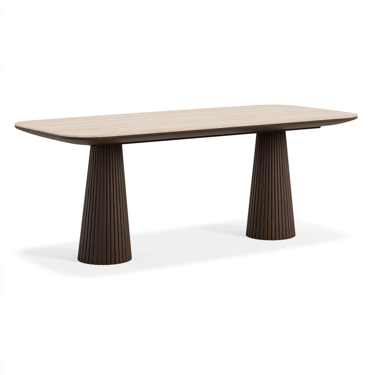 Table à manger 220 x 100 x 75 cm en bois beige et marron foncé style contemporain