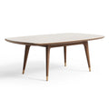 Table de salle à manger ovale 180 x 100 cm en bois brun plateau beige style contemporain