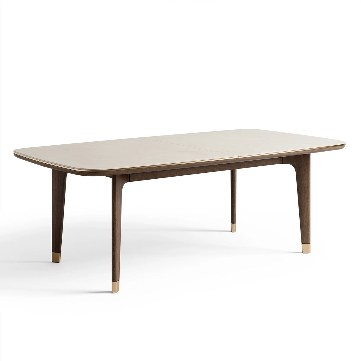 Table à manger extensible 180 x 90 cm bois brun et plateau beige style contemporain