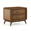 Table de chevet 55 x 40 x 55 cm en bois marron avec cannage style vintage