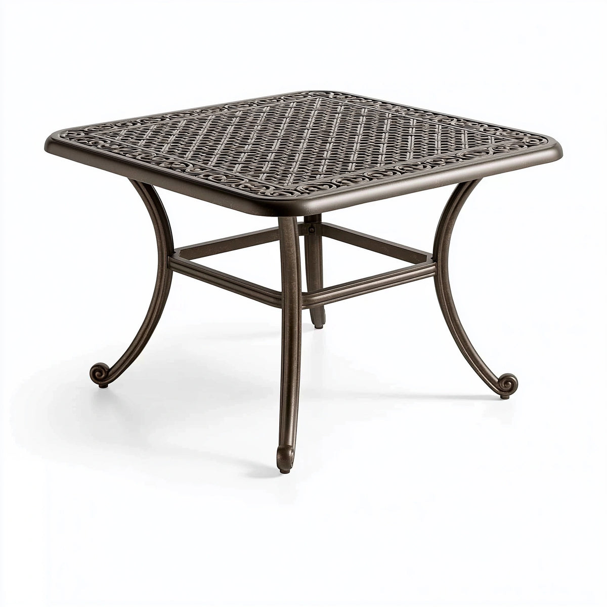 Table de jardin carrée 107 x 107 x 72 cm en aluminium brun style classique
