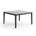 Table de jardin 150x90 cm en aluminium noir à lattes style contemporain