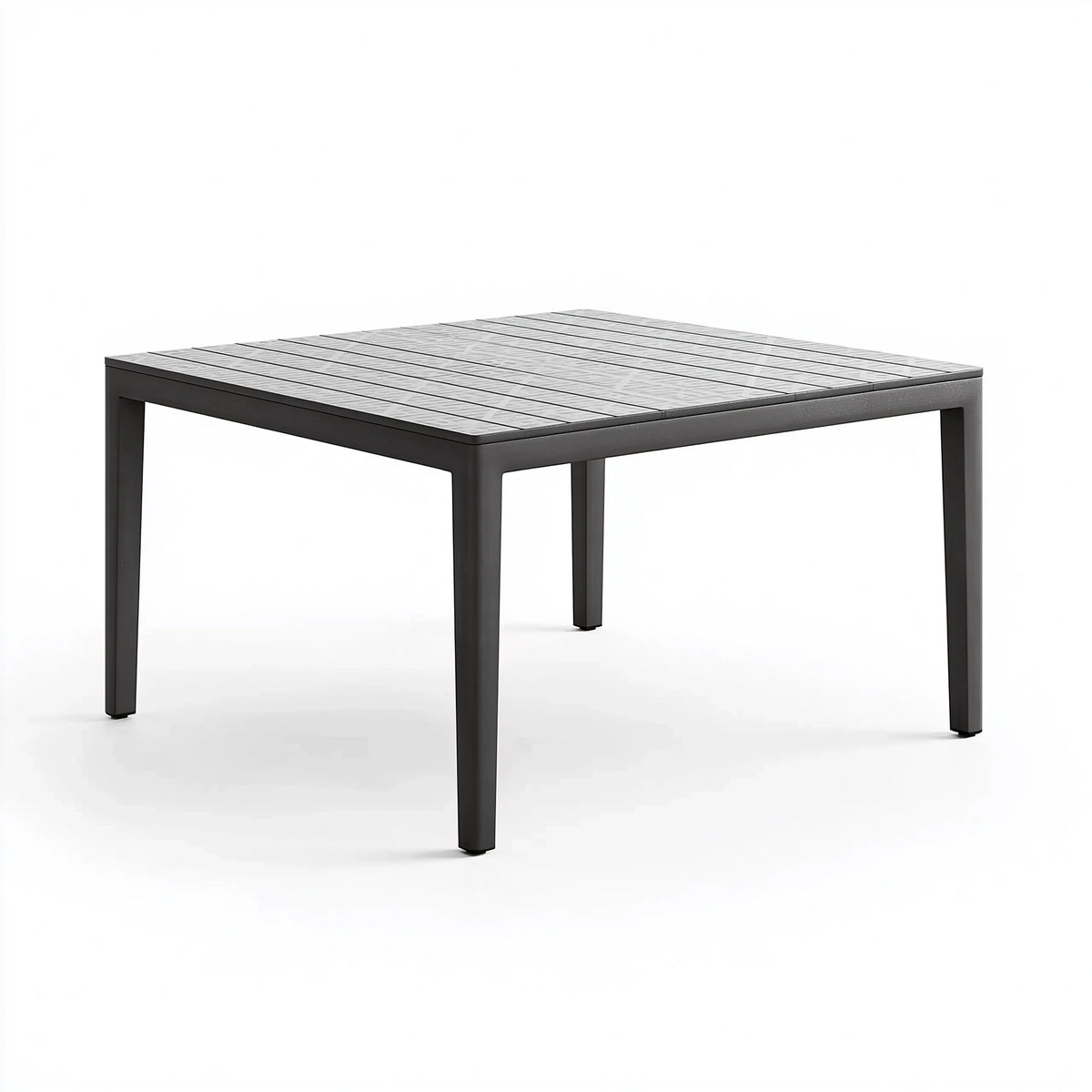 Table de jardin 150x90 cm en aluminium noir à lattes style contemporain